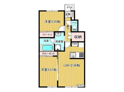 LALLANA(2LDK/1階)の間取り写真