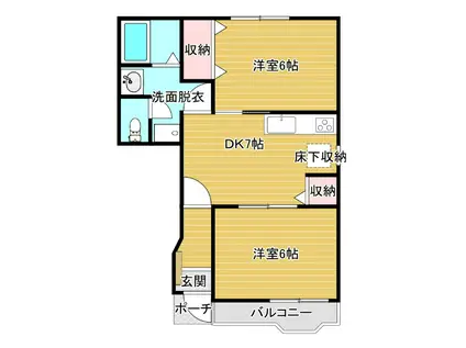 ロジュマン・ラフィネA棟(2DK/1階)の間取り写真