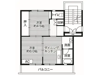 ビレッジハウス塩冶2号棟(2DK/4階)の間取り写真
