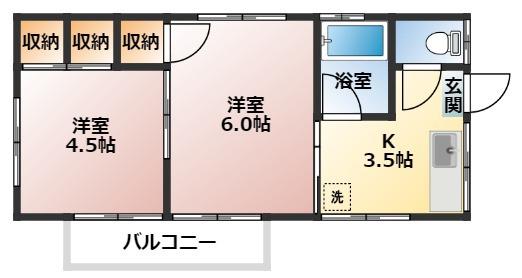 竹内アパート(2K/2階)の間取り写真