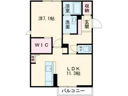 グリーンハイツ河高 B棟101(1LDK/2階)の間取り写真