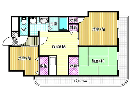 αワンマンション(3DK/3階)の間取り写真