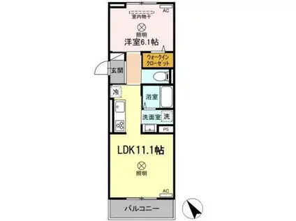 リベラIII(1LDK/2階)の間取り写真