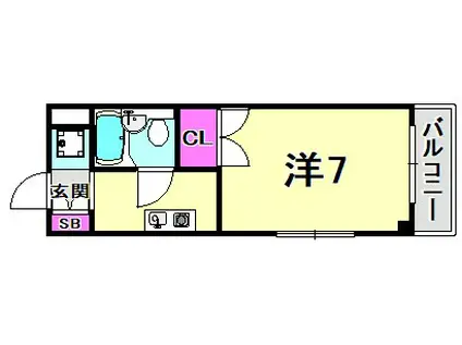 グランディール宝津(1K/3階)の間取り写真