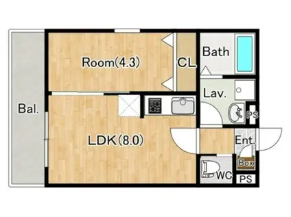 ジーメゾン柏西原(1LDK/2階)の間取り写真