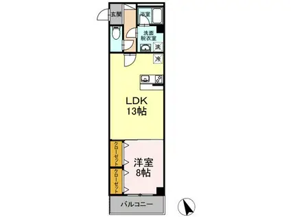 BELLA LUCE べラルーチェ(1LDK/2階)の間取り写真