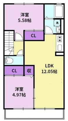 ハピネスさくら(2LDK/2階)の間取り写真