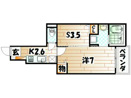 ポルタコスタII A(1SK/1階)の間取り写真