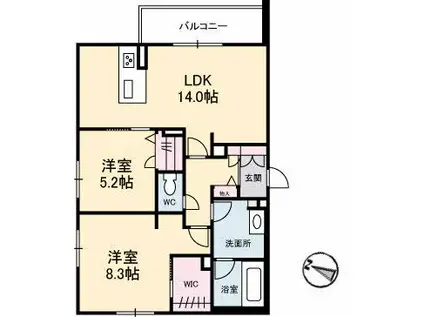 ラルーチェ(2LDK/3階)の間取り写真