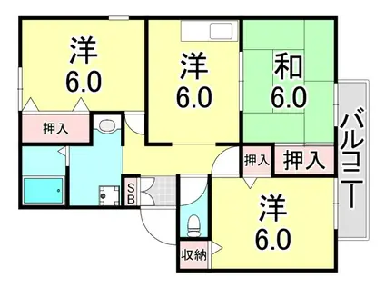 フレマリール高苗代(3DK/1階)の間取り写真