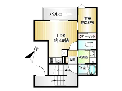 WELLNESTROOM新百合ヶ丘(1LDK/3階)の間取り写真