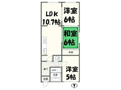 越谷ニューライフ(3LDK/4階)の間取り写真