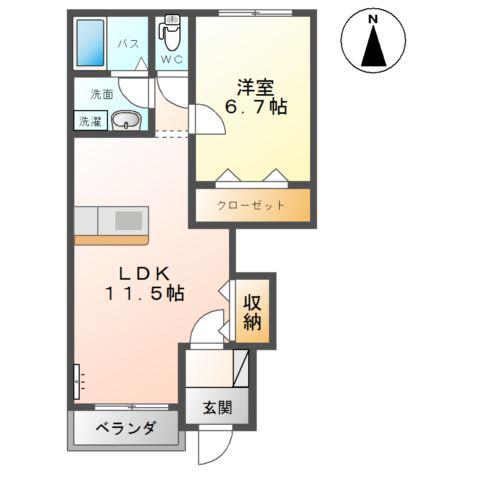 ペンブロークIII(1LDK/1階)の間取り写真