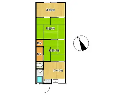 アパート水小屋(2SDK/1階)の間取り写真