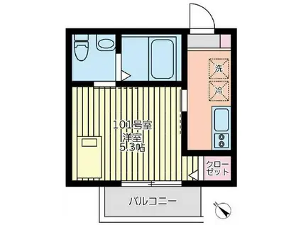 シャトーライフ横浜I(1K/1階)の間取り写真