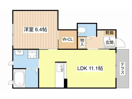 キャッスルズノース(1LDK/1階)の間取り写真