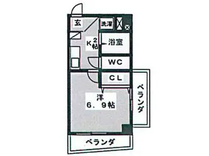 クレール車道I(1K/3階)の間取り写真
