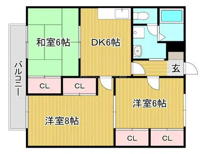 エステートピア瀬田 A棟(3DK/1階)の間取り写真