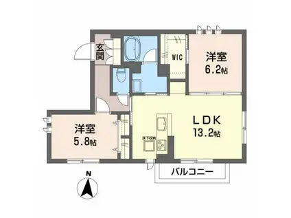 MARRON(2LDK/1階)の間取り写真
