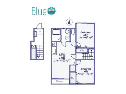 DOMICILE・UN D棟(2LDK/2階)の間取り写真
