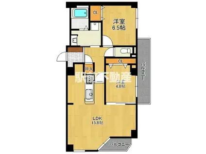 アルカス西公園(2LDK/2階)の間取り写真