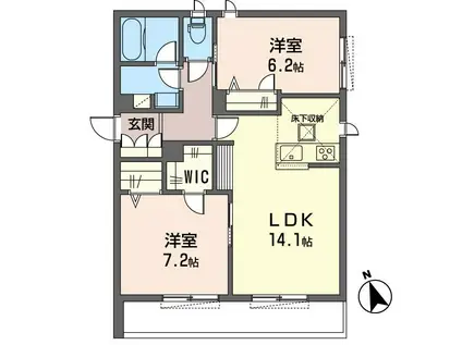 ドルフ白糸台(2LDK/1階)の間取り写真