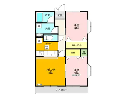 ベルビュー習志野台(2LDK/1階)の間取り写真