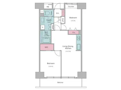 レジディア芝浦(2LDK/5階)の間取り写真