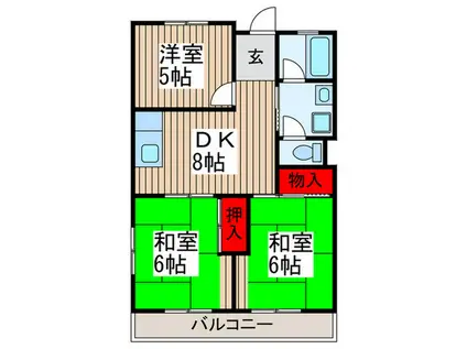 都築ハイツ(3DK/3階)の間取り写真