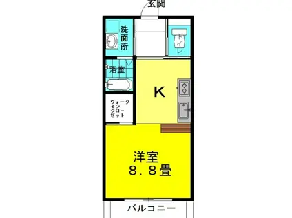 ラフォンテ・ストリートコート(ワンルーム/1階)の間取り写真