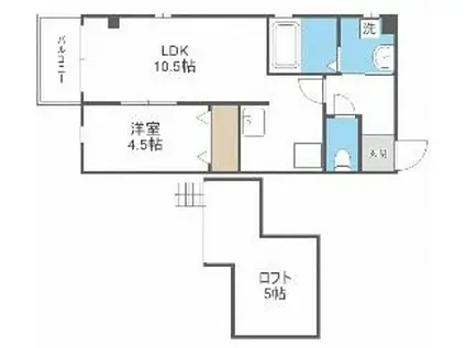 ジエンティーレ美野島II(1LDK/4階)の間取り写真