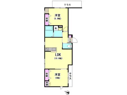 グラン大森南(2LDK/1階)の間取り写真