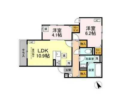 シャルマン(2LDK/1階)の間取り写真