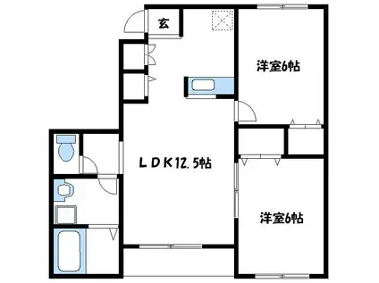 ルージュパルテール(2LDK/1階)の間取り写真