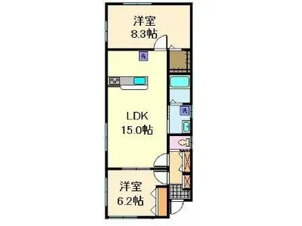 PRES DU CAMELIA(2LDK/1階)の間取り写真