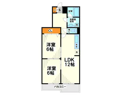 モンテフレンテ(2LDK/3階)の間取り写真