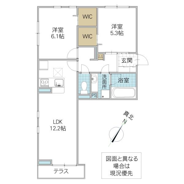 SERENVITA MATSUSHIRO(2LDK/1階)の間取り写真