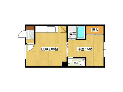 ハイツおがわ(1DK/1階)の間取り写真