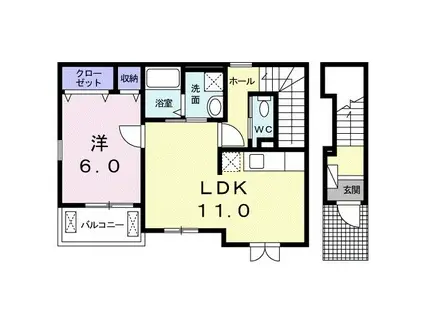 グランシャリオ・KII(1LDK/2階)の間取り写真