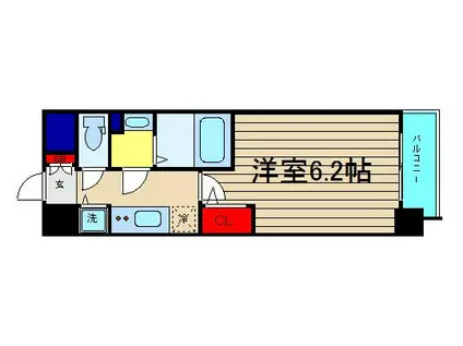 エスリード南堀江レジデンス(1K/2階)の間取り写真