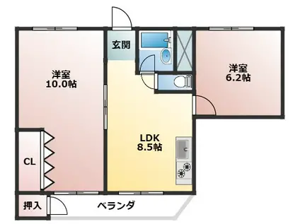 エターナルシティー公園1号館(2LDK/4階)の間取り写真
