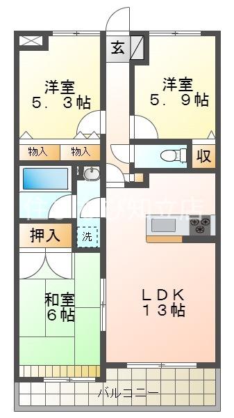 サンコート21ANJO(3LDK/3階)の間取り写真