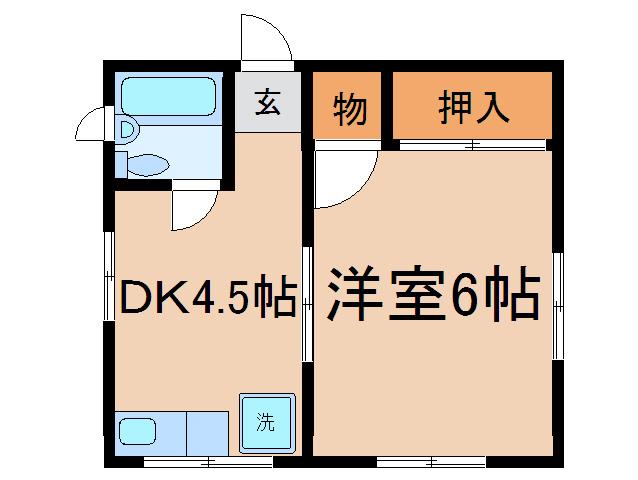 関萬ビル(1DK/4階)の間取り写真