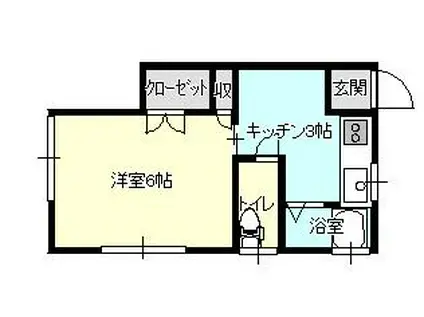 R.中央2(1K/1階)の間取り写真