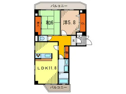 プリムローズ(2LDK/3階)の間取り写真