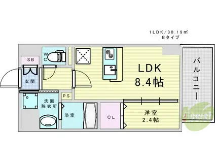 MODERAN PALAZZO江坂AXIA(1LDK/4階)の間取り写真
