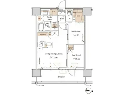 ブランシエスタ木場(2LDK/2階)の間取り写真