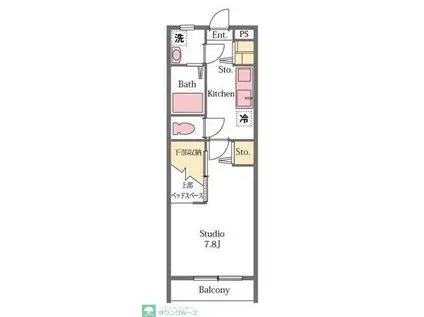 サンティエ(1K/1階)の間取り写真