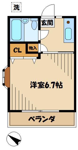 エミネント西生田(1K/1階)の間取り写真