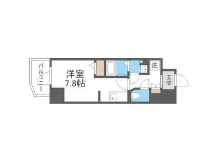 METROSA谷町六丁目サウス(ワンルーム/4階)の間取り写真